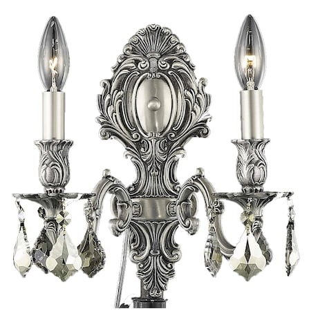 Royal Cut Smoky Golden Teak Crystal Monarch 2-Lght Crystal Wall Sconce